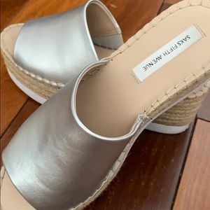 Saks Fifth Avenue Wedge Espadrille leather Slides